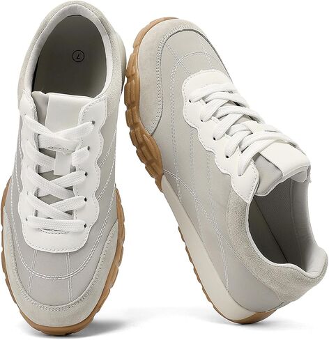 COOLLULU Women Casual Sneakers Lightweight with Foam Insole Running Walking Shoes-Non-Slip Comfortable Lace Up Fashion Sneakers for Women Trendy in Saudi Arabia