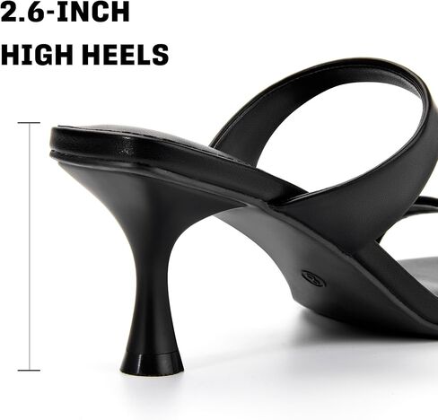 Kitten Heels for Women Square Open Toe Heeled Sandals Fashion Comfort Wedding Dressy Two Strappy Slip On Mules Shoes in Saudi Arabia