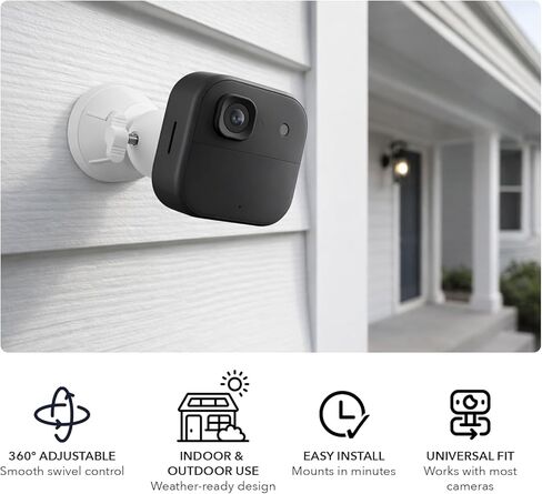 حامل كاميرا أمان عالمي من Wasserstein متوافق مع Blink Outdoor/XT/XT2، كاميرا Ring Outdoor Cam Plus/Stick Up Cam، Arlo Essential Spotlight/Pro 3/4/Ultra/Ultra 2، eufyCam 2/Pro (عبوتان) in Kuwait