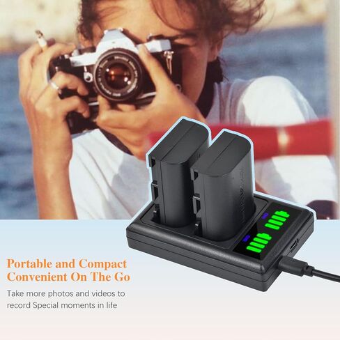 بطارية Pickle Power LP-E6 LP-E6N وشاحن USB مزدوج LED متوافق مع 5D Mark II/III/IV، 5Ds، 5DS R، 6D، 6D Mark II، 7D، 7D Mark II، R، 60D، 70D، 80D، 90D، C700، XC10، XC15 (ليس لـ R6، R6 ii) in Kuwait