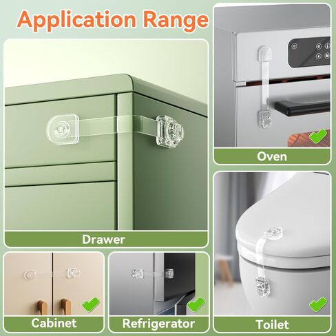 SAFELON 2 Pcs Transparent Child Proof Cabinet Locks Baby Safety Drawer Strap Locks, Baby Security Multi-Function Lock for Drawers, Fridges, Toilets, Cupboards, Cabinets (Clear) in Saudi Arabia