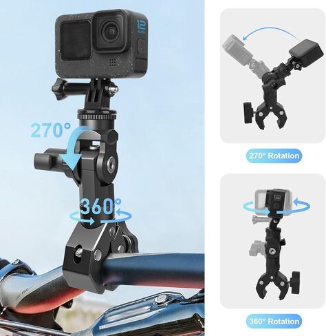 حامل بمشبك فائق مع ذراع سحري للدراجات النارية والدراجة، مشبك كاميرا عالي التحمل لـ GoPro 13/12/11/10/9، متوافق مع Insta360 X5 X4 X3، لكاميرا DJI Osmo Action - YD055 in Kuwait
