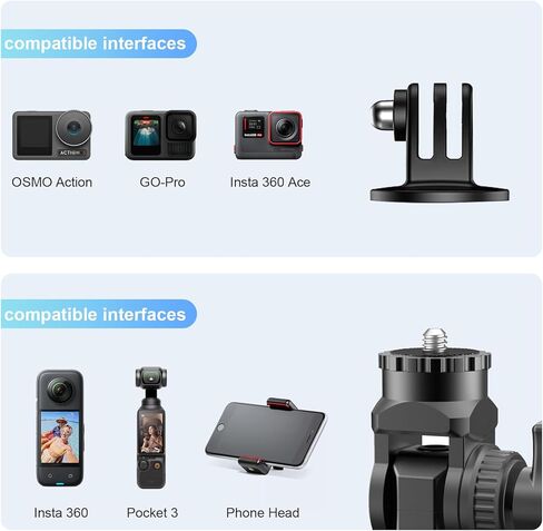 حامل بمشبك فائق مع ذراع سحري للدراجات النارية والدراجة، مشبك كاميرا عالي التحمل لـ GoPro 13/12/11/10/9، متوافق مع Insta360 X5 X4 X3، لكاميرا DJI Osmo Action - YD055 in Kuwait