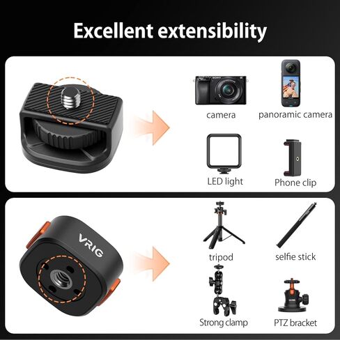 VRIG AC12 محول تركيب مغناطيسي سريع التحرير مع خيط لولبي 1/4 بوصة لـ Insta360 X5/X4/X3، جيب DJI OSMO 4/3، Xtra Muse، فتحة لولبية 1/4 بوصة لحامل ثلاثي القوائم، Monopod، عصا سيلفي in Kuwait