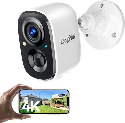 كاميرات مراقبة LongPlus 8MP لاسلكية خارجية: كاميرا أمان تعمل ببطارية 4K، كاميرا خارجية تدعم 2.4G/5 جيجا هرتز WiFi، تسجيل 24/7، رؤية ليلية ملونة، كشف الحركة AI، تخزين SD/Cloud in Kuwait