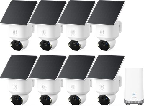 eufy Security SoloCam E42 8-Cam Kit (HomeBase S380)، كاميرا أمان 4K لاسلكية في الهواء الطلق، تعمل بالطاقة الشمسية، تتبع الحركة بالذكاء الاصطناعي، ضوء ستروب، عموم وإمالة، التعرف على الوجه، تخزين محلي يصل إلى 16 تيرابايت in Kuwait