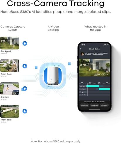 eufy Security SoloCam E42 8-Cam Kit (HomeBase S380)، كاميرا أمان 4K لاسلكية في الهواء الطلق، تعمل بالطاقة الشمسية، تتبع الحركة بالذكاء الاصطناعي، ضوء ستروب، عموم وإمالة، التعرف على الوجه، تخزين محلي يصل إلى 16 تيرابايت in Kuwait