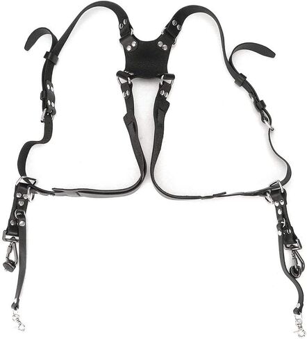 Double Camera Harness, Adjustable Dual Shoulder Leather Camera Strap for Photographers Photography Accessories in Saudi Arabia