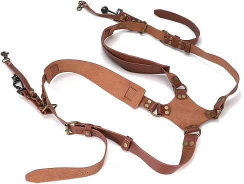 Double Camera Harness, Adjustable Dual Shoulder Leather Camera Strap for Photographers Photography Accessories in Saudi Arabia