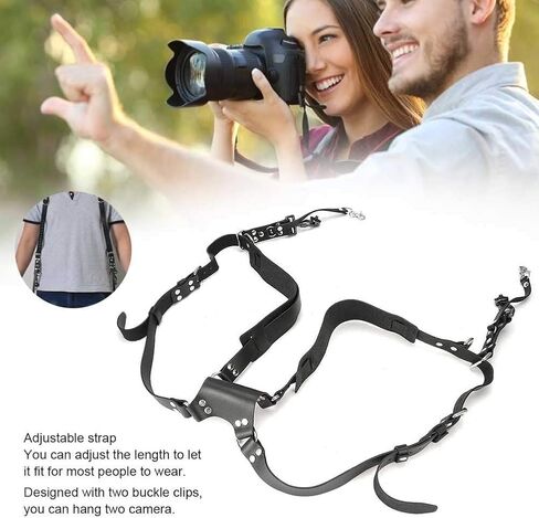 Double Camera Harness, Adjustable Dual Shoulder Leather Camera Strap for Photographers Photography Accessories in Saudi Arabia