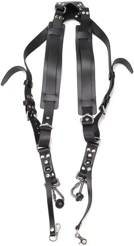 Double Camera Harness, Adjustable Dual Shoulder Leather Camera Strap for Photographers Photography Accessories in Saudi Arabia