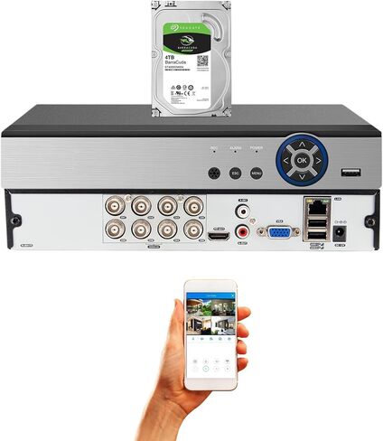 Evertech 8 قنوات H.265 HD TVI CVI التناظرية AHD كاميرا مراقبة رقمية مسجل فيديو مع 4 تيرابايت HDD in Kuwait