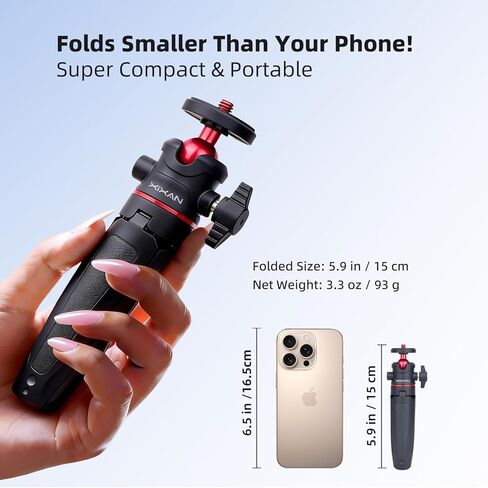 حامل ثلاثي القوائم صغير خفيف الوزن وقابل للتمديد مع مشبك هاتف ومحول كاميرا الحركة للكاميرا/الهاتف الذكي. متوافق مع DJI OSMO Action Pocket/GoPro Hero/Insta360/iPhone/Android in Kuwait