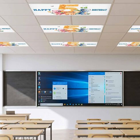 Happy 5rd Birthday Magnetic Fluorescent Light Covers for Ceiling Lights 2x4 Ft, Cartoon Cute Pink Yellow Blue Dinosaurs Floral Classroom Kitchen Drop Ceiling Light Covers Filters Shade Panel 1 Pack in Saudi Arabia