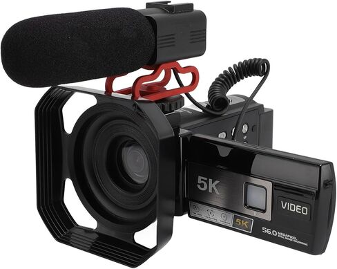 كاميرا فيديو Kikumi كاميرا فيديو 5K HD 3 بوصة تعمل باللمس 18x تكبير رقمي كاميرا فيديو DV خارجية مع غطاء محرك السيارة ومقبض in Kuwait
