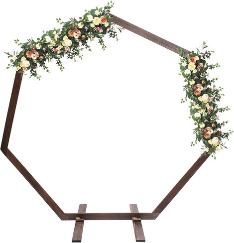 قوس زفاف خشبي سباعي بطول 7.4 قدم - حامل خلفية من الخشب الطبيعي لكشكة الصور DIY، مثالي لحفلات الزفاف وأعياد الميلاد والحفلات - تصميم قوي وأنيق in Kuwait