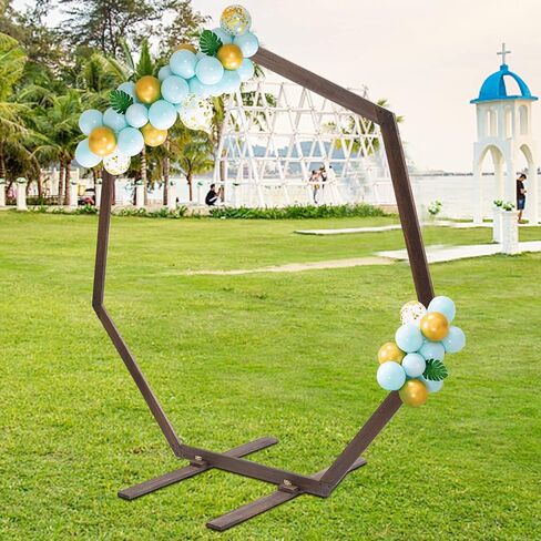 قوس زفاف خشبي سباعي بطول 7.4 قدم - حامل خلفية من الخشب الطبيعي لكشكة الصور DIY، مثالي لحفلات الزفاف وأعياد الميلاد والحفلات - تصميم قوي وأنيق in Kuwait