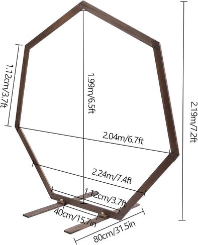 قوس زفاف خشبي سباعي بطول 7.4 قدم - حامل خلفية من الخشب الطبيعي لكشكة الصور DIY، مثالي لحفلات الزفاف وأعياد الميلاد والحفلات - تصميم قوي وأنيق in Kuwait