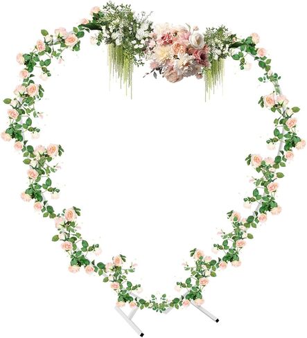 Loving Heart Arch Large Size Metal Wedding Arch Stand Love Column Arch Climbing Frame for Proposal Wedding Birthday Photo Background Decorations, 6.6 * 6.89Ft (White) in Saudi Arabia