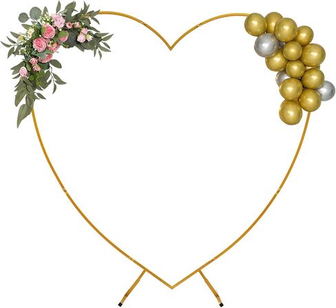 قوس قلب محب كبير الحجم معدني لقوس الزفاف حامل إطار تسلق بعمود الحب لاقتراح زينة خلفية لصورة عيد ميلاد الزفاف، 6.6 * 6.89 قدم (أبيض) in Kuwait