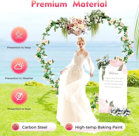 Loving Heart Arch Large Size Metal Wedding Arch Stand Love Column Arch Climbing Frame for Proposal Wedding Birthday Photo Background Decorations, 6.6 * 6.89Ft (White) in Saudi Arabia