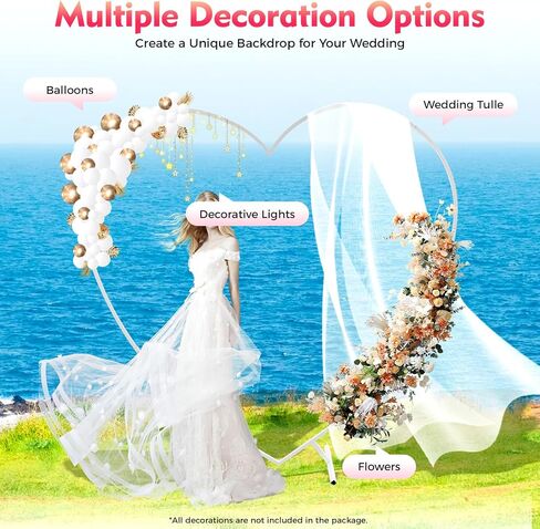 Loving Heart Arch Large Size Metal Wedding Arch Stand Love Column Arch Climbing Frame for Proposal Wedding Birthday Photo Background Decorations, 6.6 * 6.89Ft (White) in Saudi Arabia