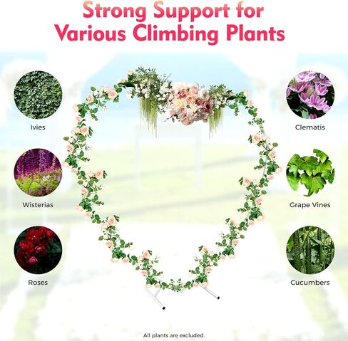 Loving Heart Arch Large Size Metal Wedding Arch Stand Love Column Arch Climbing Frame for Proposal Wedding Birthday Photo Background Decorations, 6.6 * 6.89Ft (White) in Saudi Arabia