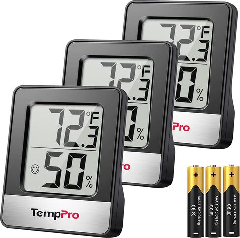 ThermoPro TP49 3 قطع مقياس رطوبة رقمي داخلي، مقياس رطوبة صغير، ميزان حرارة صغير مع جهاز مراقبة درجة الحرارة والرطوبة، ميزان حرارة الغرفة in Kuwait