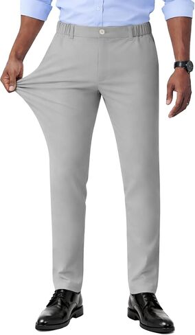Ntrlv Men's Comfort Stretch Dress Pants Regular Fit Straight Leg Golf Business Casual Chino Expandable Waist Slacks in Saudi Arabia