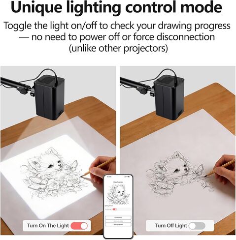 Art Projector for Tracing with Adjustable Stand, Web-Based Control No App Needed, Drawing Projector Works with iOS/Android, Great for Beginners, Craft Lovers or Kids in Kuwait