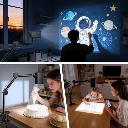 Art Projector for Tracing with Adjustable Stand, Web-Based Control No App Needed, Drawing Projector Works with iOS/Android, Great for Beginners, Craft Lovers or Kids in Kuwait