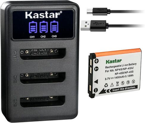 شاحن بطارية USB ثلاثي LCD من Kastar متوافق مع Fujifilm FinePix XP30 XP31 XP50، FinePix XP60، FinePix XP70 XP75، FinePix XP80، FinePix XP90، FinePix XP120، FinePix XP130 in Kuwait