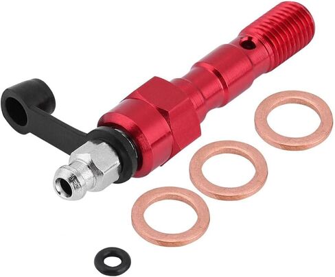 Banjo Bolt, Aramox Motorcycle M10 x 1.25mm Brake Cylinder Caliper Screw Banjo Bolt Bleed Valve Nipple Washers Dust Universal (Red) in Saudi Arabia