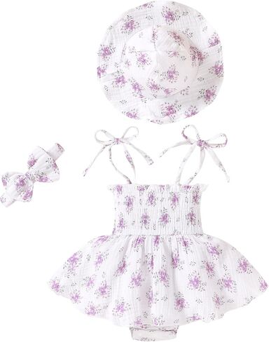 Happy Town Baby Girl Clothes Toddler Summer Sleeveless Romper Dress with Headband and Hat Cute Infant Jumpsuit Outfits in Saudi Arabia
