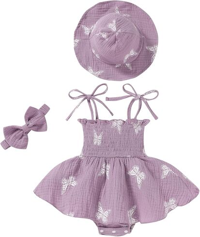 Happy Town Baby Girl Clothes Toddler Summer Sleeveless Romper Dress with Headband and Hat Cute Infant Jumpsuit Outfits in Saudi Arabia