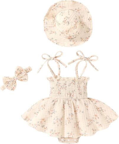 Happy Town Baby Girl Clothes Toddler Summer Sleeveless Romper Dress with Headband and Hat Cute Infant Jumpsuit Outfits in Saudi Arabia