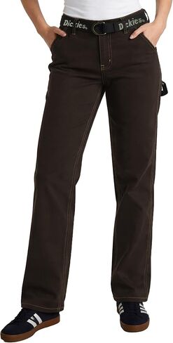 سراويل عمل نسائية من Dickies مع حزام - سراويل كاربنتر ذات أرجل مستقيمة وخصر عالي للنساء مع جيوب متعددة الاستخدامات in Saudi Arabia