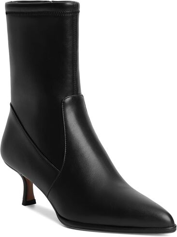 STALOV Ankle Boots for Women Pointed Toe Kitten Heel Booties with Side Zipper Low Heel Fashion Shoes Office Daily Wear in Kuwait