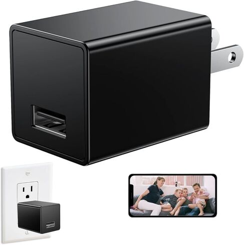 كاميرا تجسس مخفية للاستخدام المنزلي، كاميرا واي فاي لاسلكية صغيرة للأمان - كاميرا شاحن USB - كاميرا مربية عالية الدقة، كاميرا مربية للرؤية الليلية الداخلية للأطفال والحيوانات الأليفة، تنبيه كشف الحركة in Kuwait