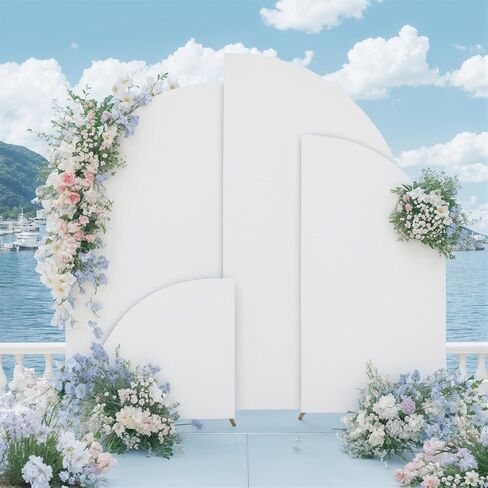 Patikuin 6 FT Double-Sided Spandex Half Moon Wedding Arch Backdrop Cover, Fitted Stretch Fabric for Garden Arbor, Parties, Bridal Shower, White (1 Piece) in Saudi Arabia