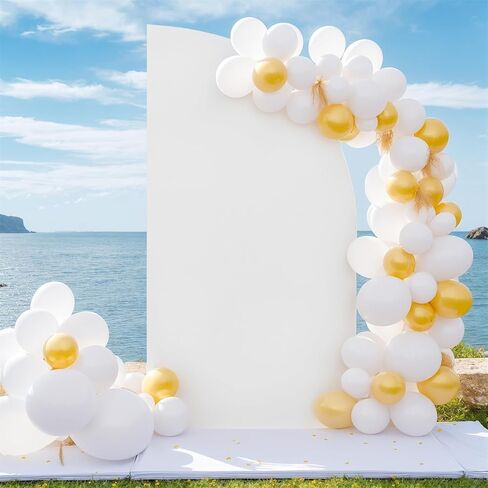 Patikuin 6 FT Double-Sided Spandex Half Moon Wedding Arch Backdrop Cover, Fitted Stretch Fabric for Garden Arbor, Parties, Bridal Shower, White (1 Piece) in Saudi Arabia