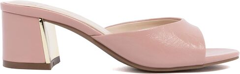 Jones New York Women's Open Toe Block Heel Sandals, Slip-On Slide Dress Shoes with Gold Metallic Accent Detail - Adanna in Saudi Arabia
