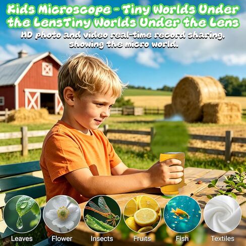 Handheld Microscope for Kids, 2 in 1 1000X Pocket Digital Microscope & 10X Telescope for Kids - Science Kits STEM Toys - Gifts for Boys Girls Ages 3 4 5 6 7 8 9 10 11 12 (Orange) in Saudi Arabia