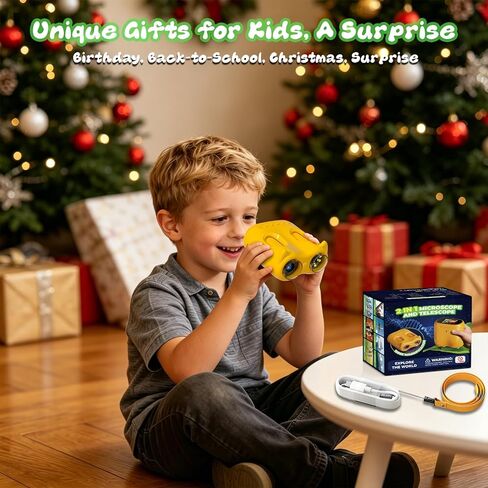 Handheld Microscope for Kids, 2 in 1 1000X Pocket Digital Microscope & 10X Telescope for Kids - Science Kits STEM Toys - Gifts for Boys Girls Ages 3 4 5 6 7 8 9 10 11 12 (Orange) in Saudi Arabia