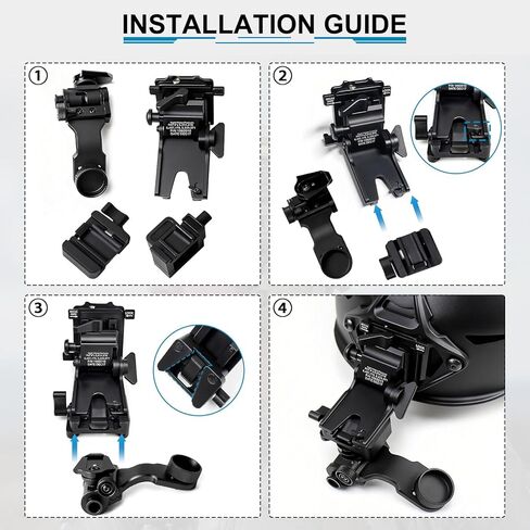نظارات الرؤية الليلية NVG Mount مع محول PVS 14 J ARM، مجموعة تركيب NVG من الألومنيوم J-Arm لتركيب الخوذة التكتيكية، واجهة معدنية كاملة متوافقة مع رؤية ليلية أحادية PVS14 in Kuwait