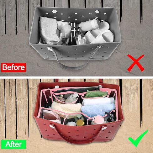 Clear Beach Bag Organizer Accessories for Bogg Bags Organizer Insert Bag Waterproof Compatible with X Large Size Bogg Bags, Organizing and Divide Space, Clear-Black in Saudi Arabia