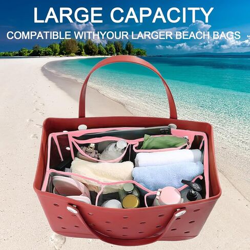 Clear Beach Bag Organizer Accessories for Bogg Bags Organizer Insert Bag Waterproof Compatible with X Large Size Bogg Bags, Organizing and Divide Space, Clear-Black in Saudi Arabia