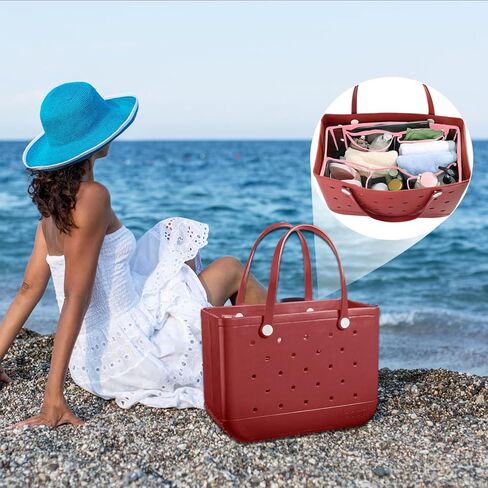 Clear Beach Bag Organizer Accessories for Bogg Bags Organizer Insert Bag Waterproof Compatible with X Large Size Bogg Bags, Organizing and Divide Space, Clear-Black in Saudi Arabia