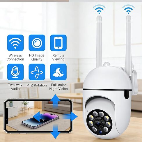 1080P HD WiFi Security Camera, Night Vision, Cloud Storage, Indoor Outdoor Home Office Surveillance in Saudi Arabia