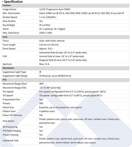 LTS PTZIP514NW-X25IR HD IP 4MP 25x Zoom 492ft IR Ultra Low Light WDR PTZ قبة الكاميراÍ LTPTZIP514NW-X25IR in Kuwait